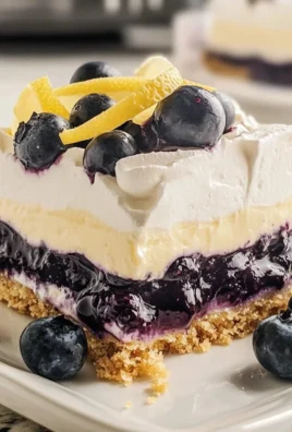 No Bake Lemon Blueberry Dessert with fresh blueberries and lemon zest