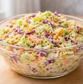 Delicious Paula Deen coleslaw recipe in a serving dish