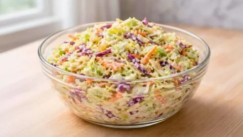 Delicious Paula Deen coleslaw recipe in a serving dish