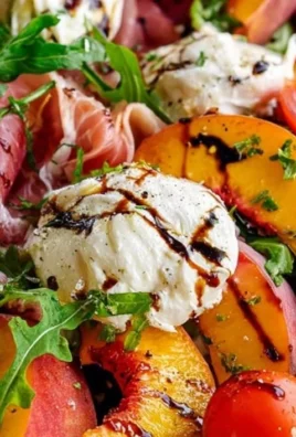 Delicious Peach Burrata Summer Salad with fresh ingredients and vibrant colors