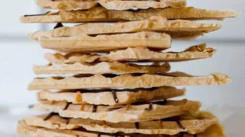 Peanut Butter Chocolate Greek Yogurt Bark topped with nuts and chocolate chips