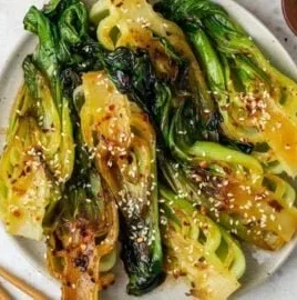 Quick Bok Choy stir-fried with garlic and ginger, a healthy vegetable dish