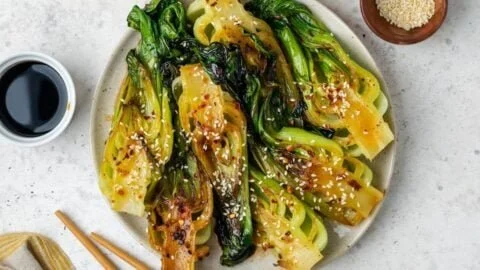 Quick Bok Choy stir-fried with garlic and ginger, a healthy vegetable dish