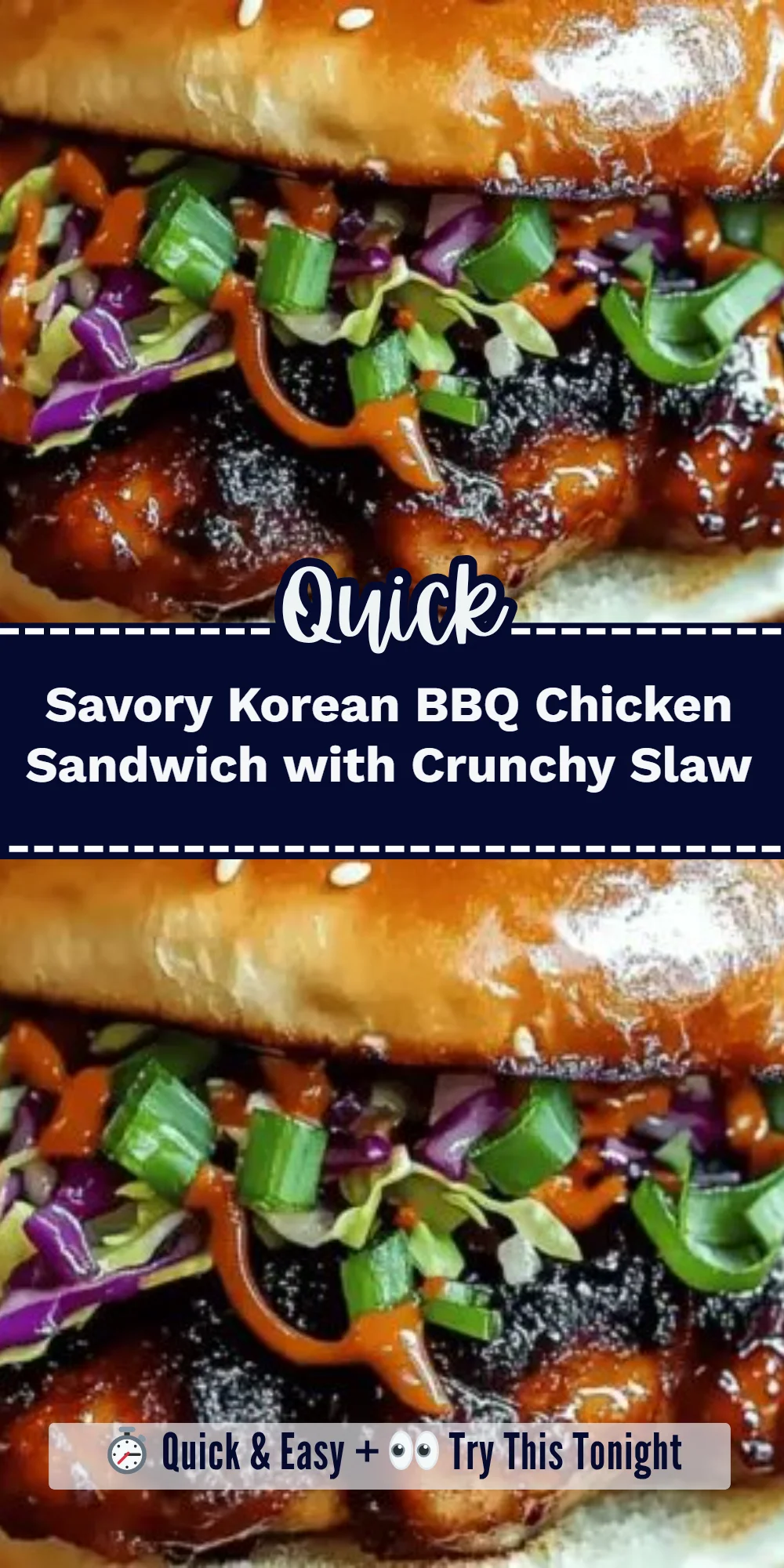 Savory Korean BBQ Chicken Sandwich with Crunchy Slaw