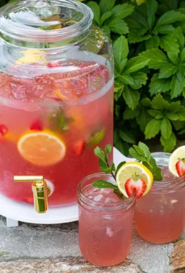 Sparkling lemonade punch served in a glass with ice and lemon slices.