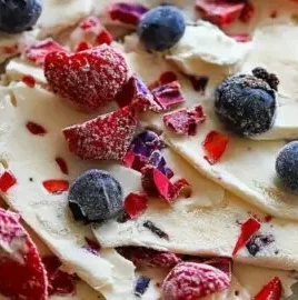 Delicious super easy frozen yogurt bark with colorful toppings ready to serve