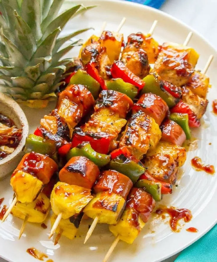 Grilled teriyaki chicken pineapple kabobs showcasing vibrant colors and delicious flavors