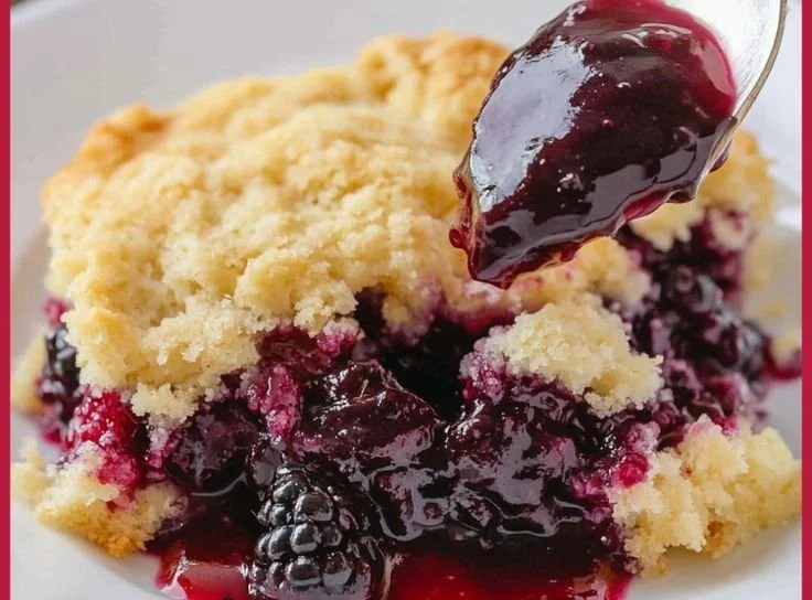 Delicious homemade blackberry cobbler with a golden crust and fresh berries