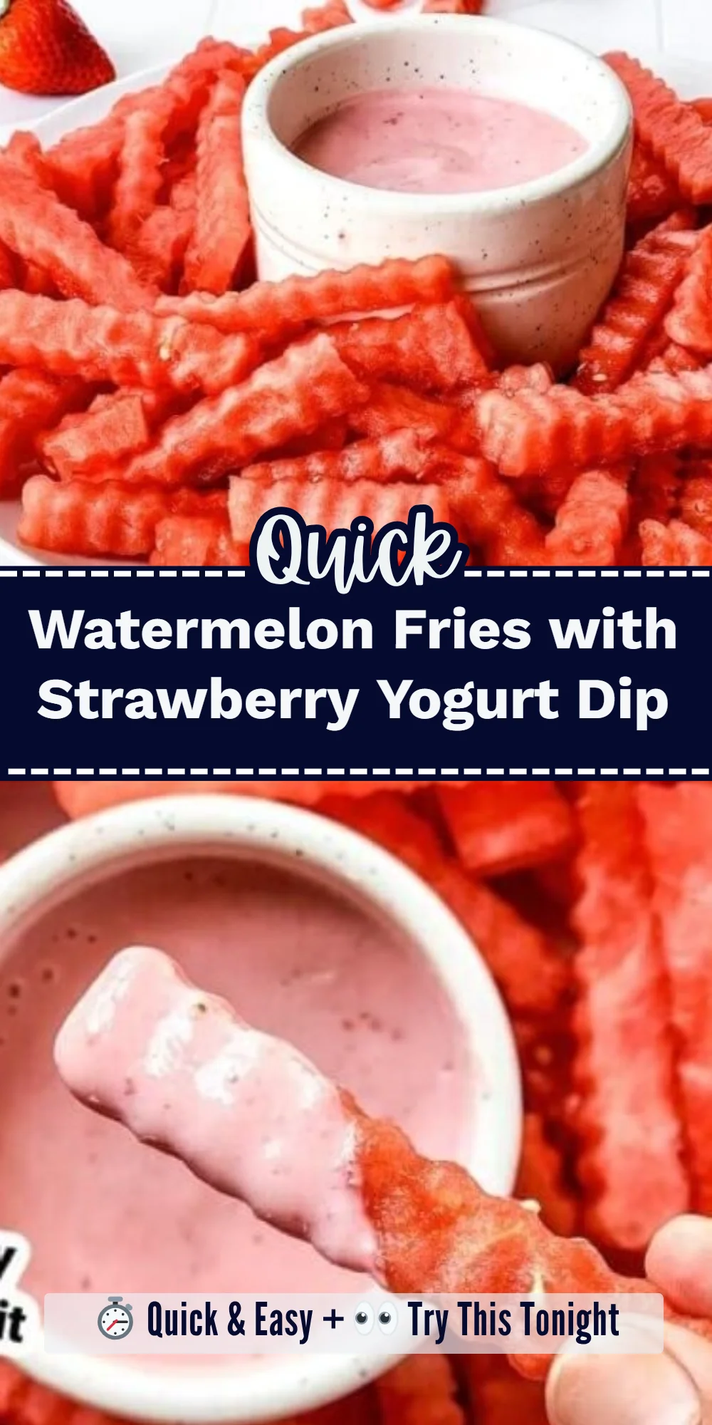 Watermelon Fries with Strawberry Yogurt Dip