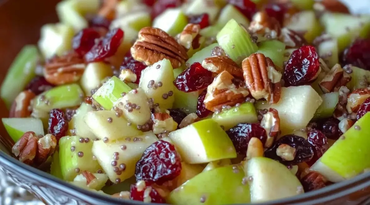 Fresh apple salad with crunchy fruits and nuts