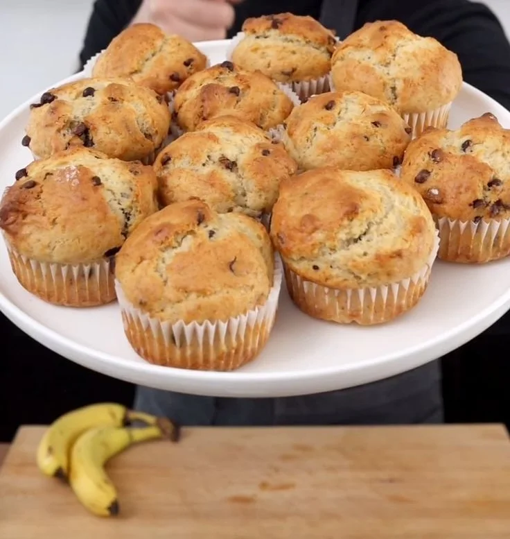 Deliciously baked Banana Bread Muffins cooling on a wire rack