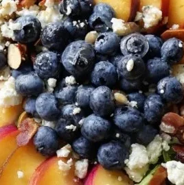 Fresh Blueberry Peach Feta Salad with vibrant fruits and cheese