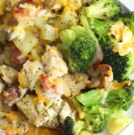 Chicken Bacon Ranch Sheet Pan Dinner with crispy chicken and bacon