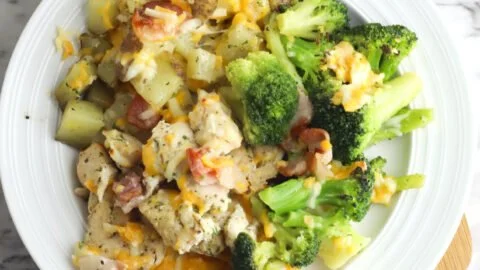 Chicken Bacon Ranch Sheet Pan Dinner with crispy chicken and bacon