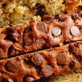 Delicious chocolate chip banana bread fresh out of the oven