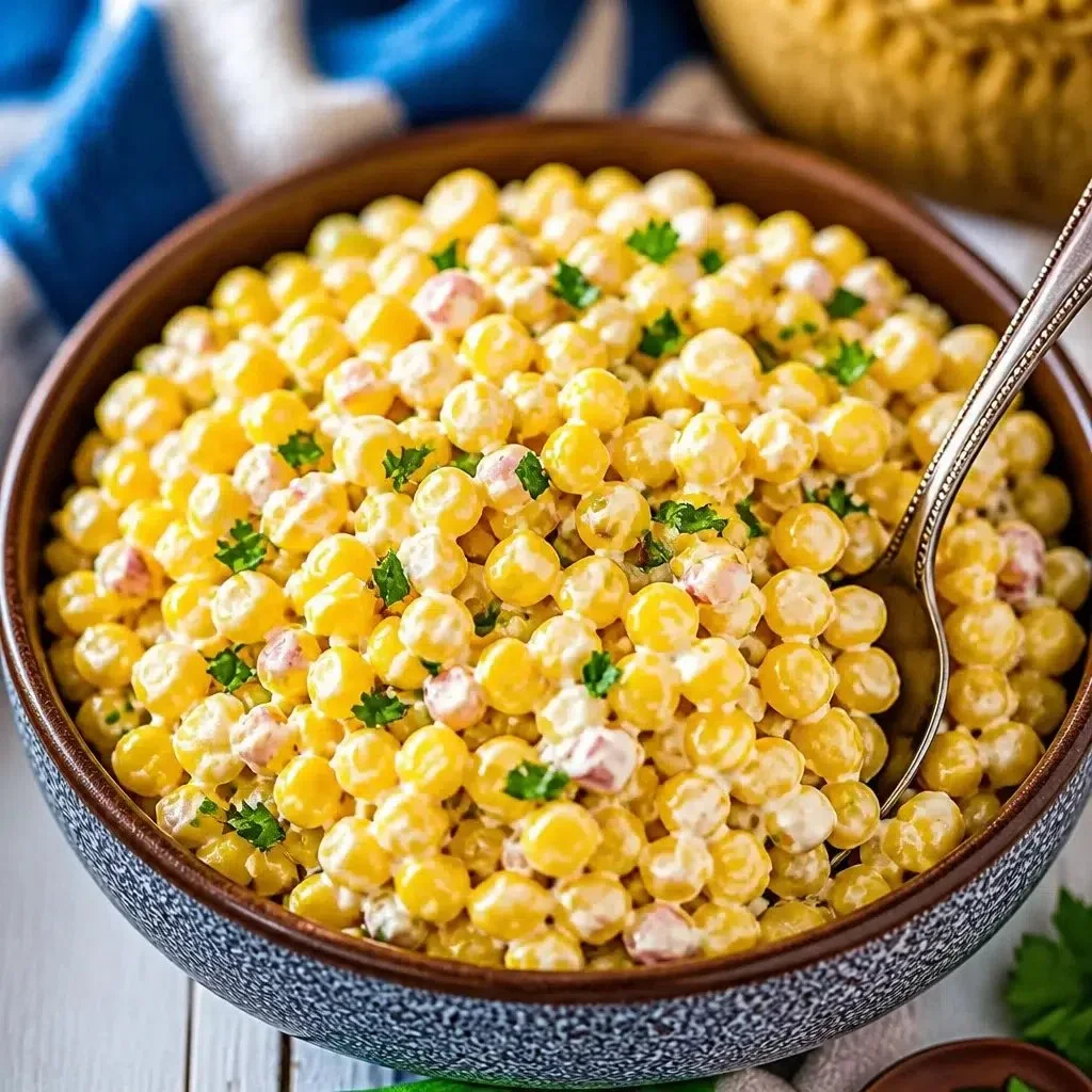 Delicious Crack Corn Salad with sweet corn and fresh vegetables in a creamy dressing.