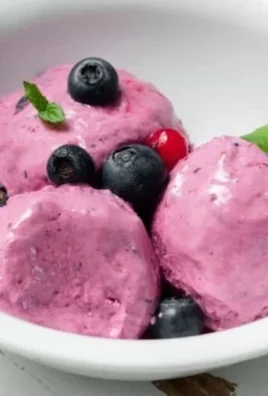 Delicious berries ice cream made with cottage cheese in a bowl