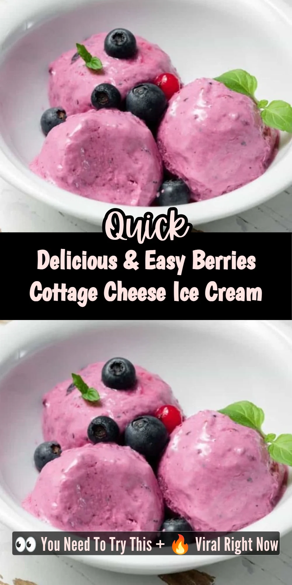 Delicious & Easy Berries Cottage Cheese Ice Cream