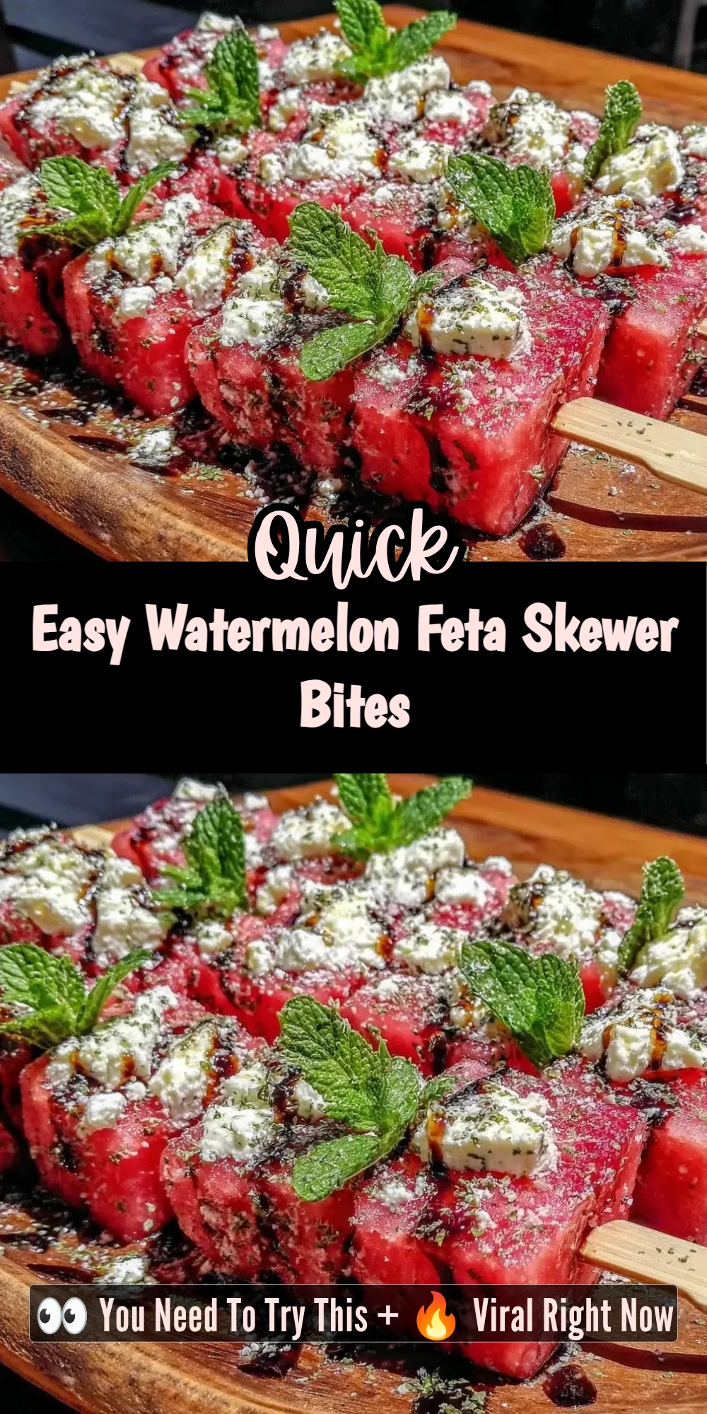Easy Watermelon Feta Skewer Bites