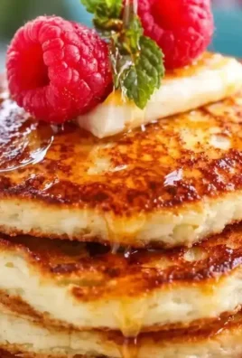 Delicious fluffy cottage cheese pancakes served with syrup and berries