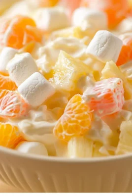 Vibrant Hawaiian fruit salad with tropical fruits like pineapple, mango, and kiwi.