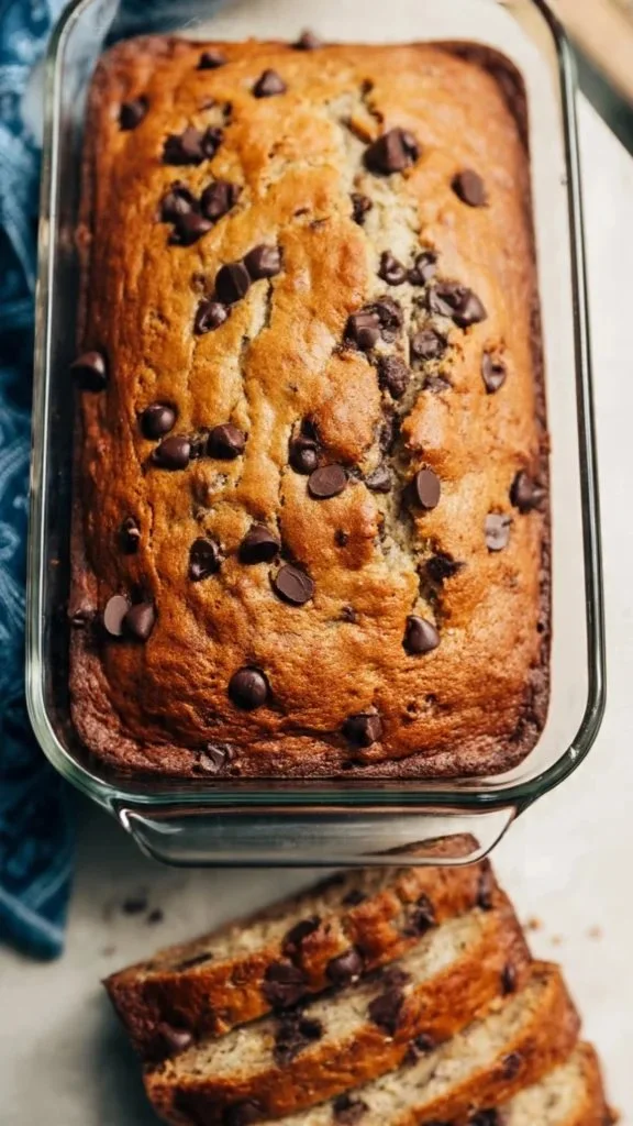 High protein banana bread loaf fresh out of the oven