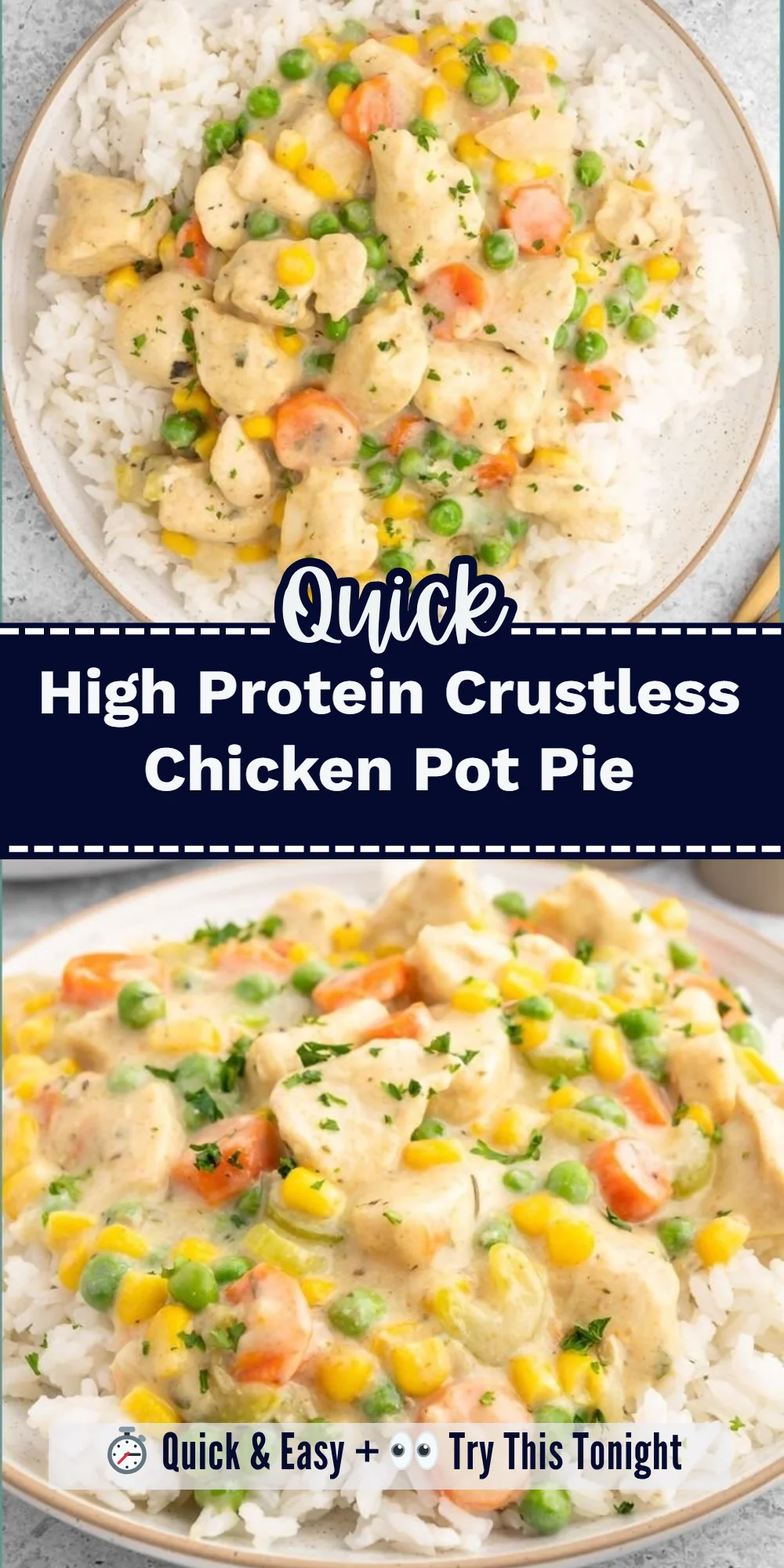 High Protein Crustless Chicken Pot Pie