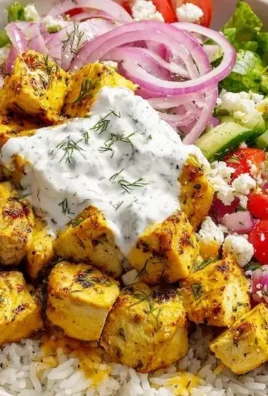 High protein Mediterranean Lemon-Dill Chicken bowl with fresh ingredients
