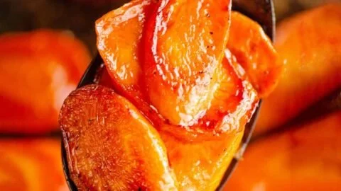 Delicious hot honey carrots topped with spicy honey glaze.