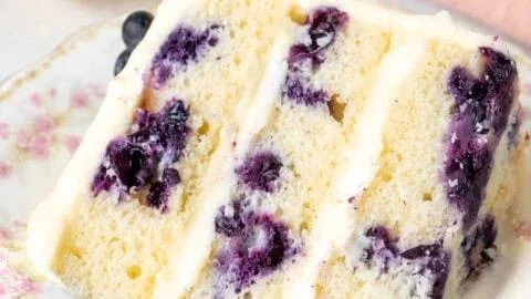 Delicious lemon blueberry cake with fresh blueberries and lemon zest