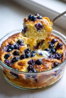 Low-calorie blueberry cottage cheese bake served in a dish