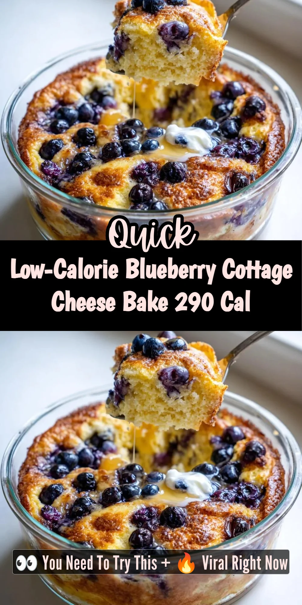 Low-Calorie Blueberry Cottage Cheese Bake 290 Cal