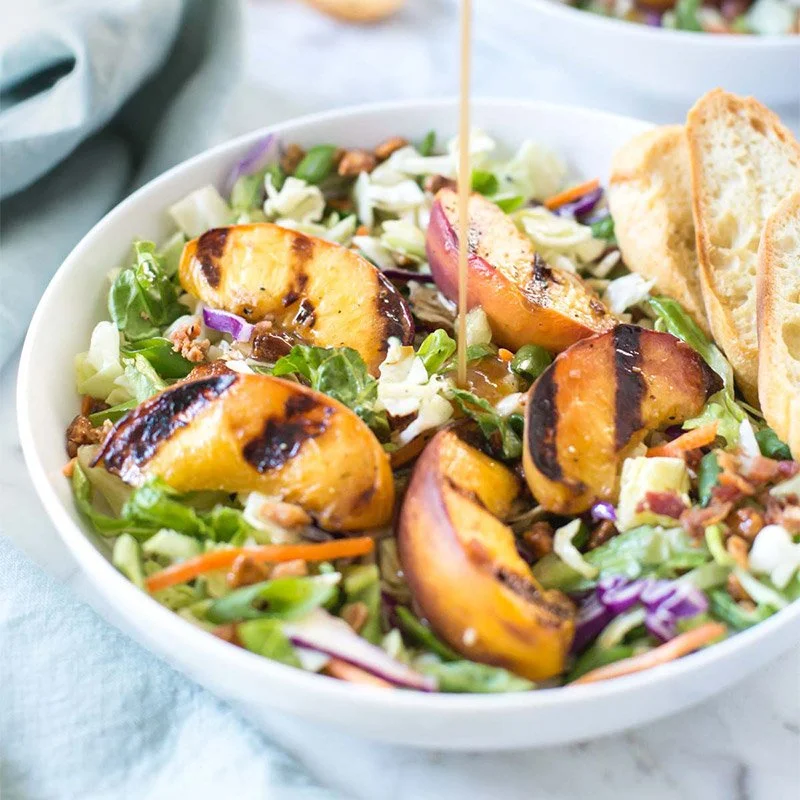 Maple Bourbon Grilled Peach Salad