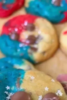 Homemade Patriotic Chocolate Chip Cookies decorated for Independence Day