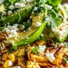 Delicious Mexican street corn chicken bowls topped with cilantro and cheese