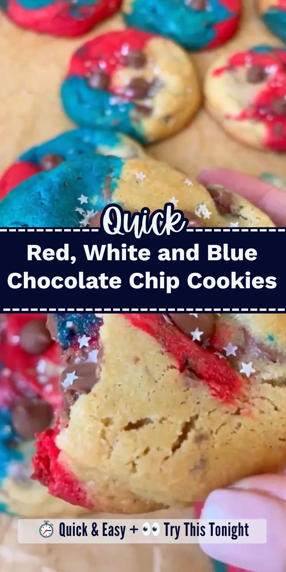 Red, White and Blue Chocolate Chip Cookies