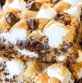 Delicious S'mores Cookie Bars with chocolate and marshmallows