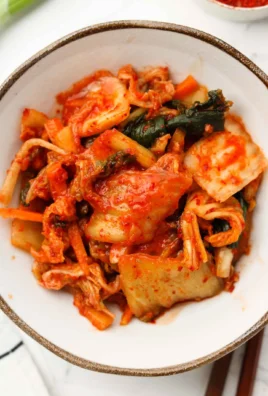 Bowl of homemade Vegan Kimchi with spices and vegetables