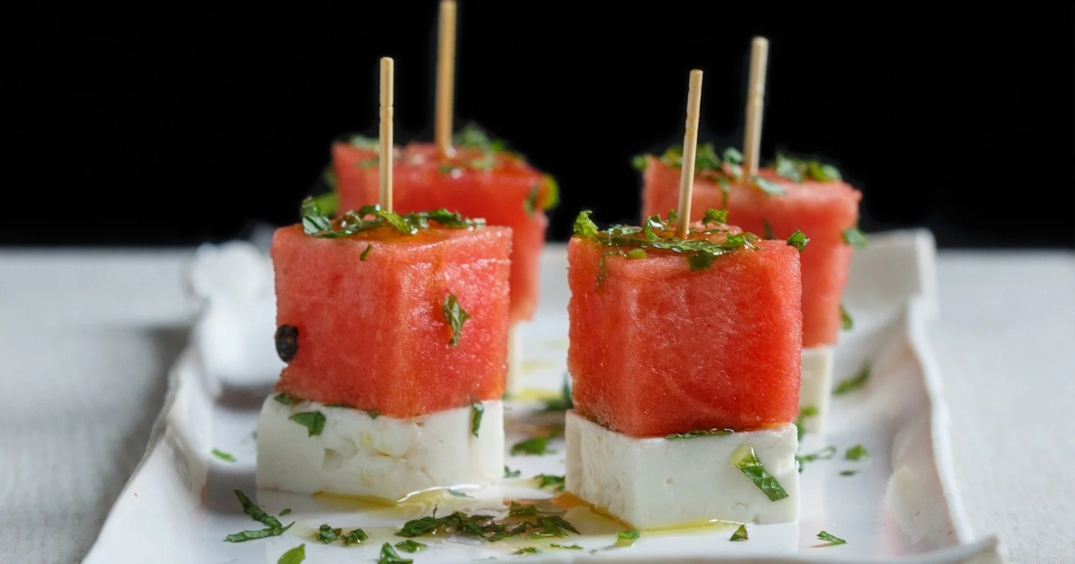 Watermelon Skewers with Feta and Mint