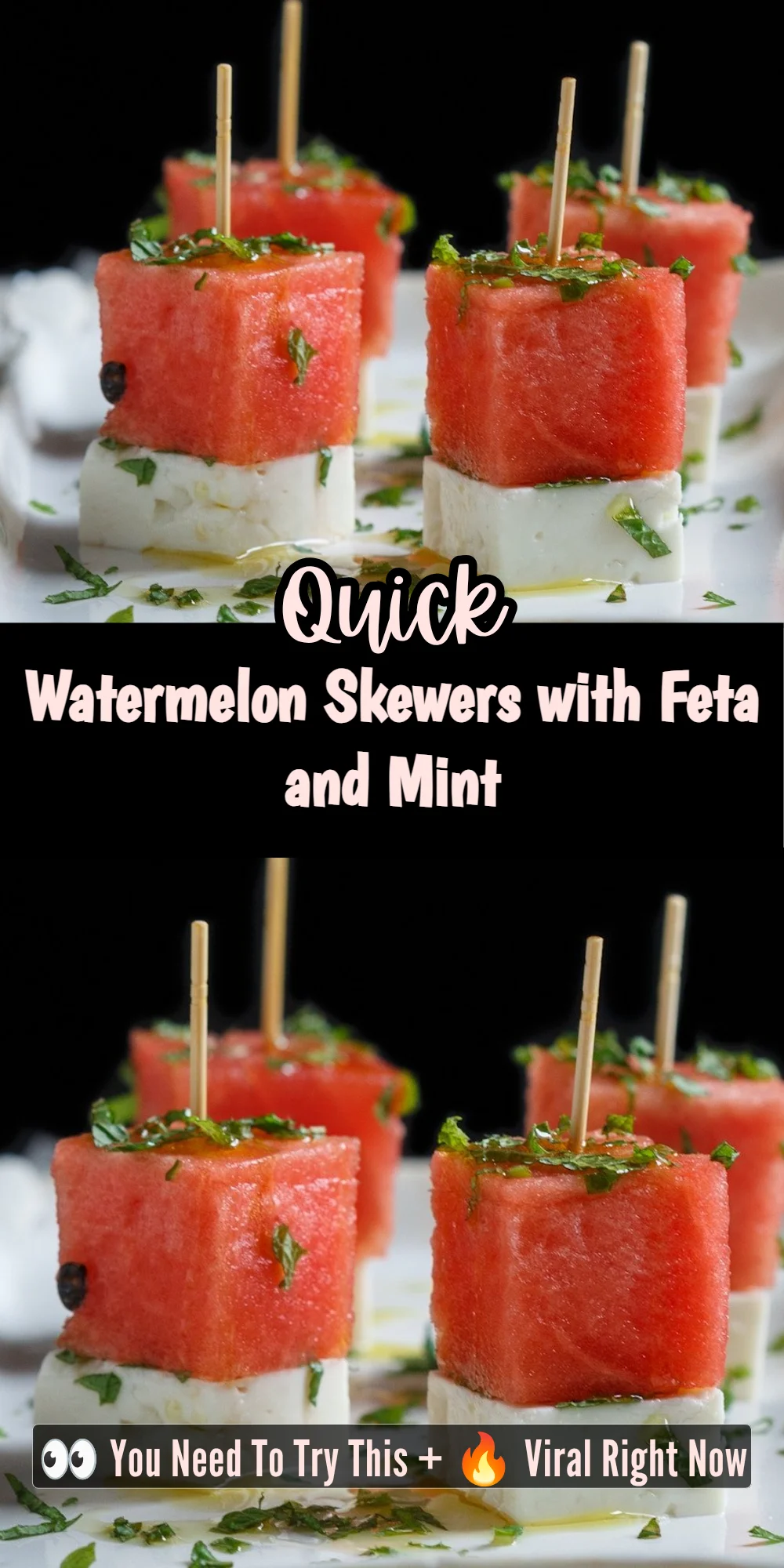 Watermelon Skewers with Feta and Mint