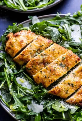 Crispy air fryer breaded chicken breast served with vegetables
