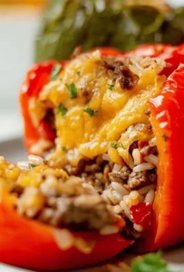 Air fryer stuffed peppers filled with a savory mix of ingredients.