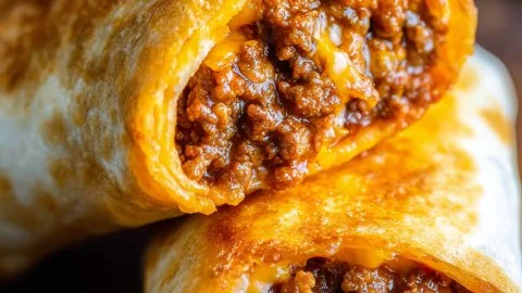 Delicious beef and cheese chimichangas ready to be served.