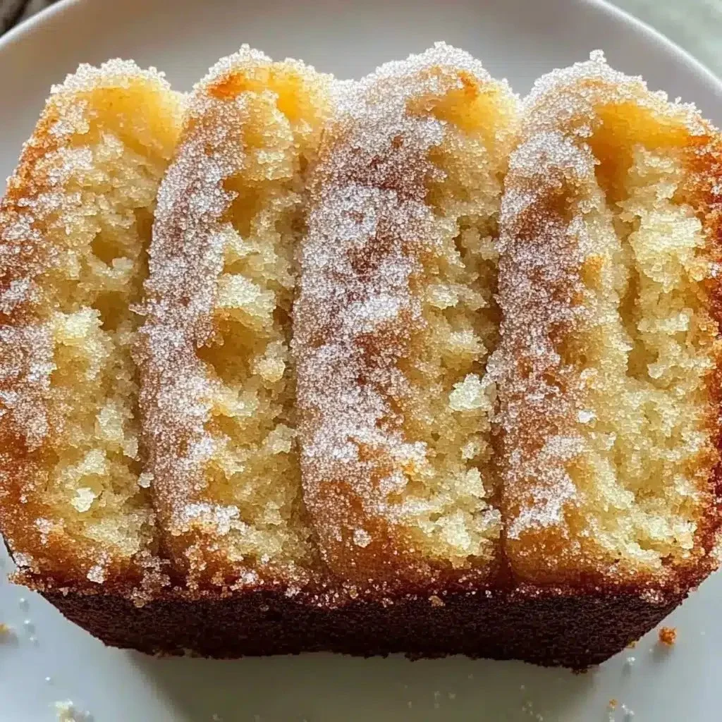Fresh homemade cinnamon sugar donut bread, sliced and ready to serve.