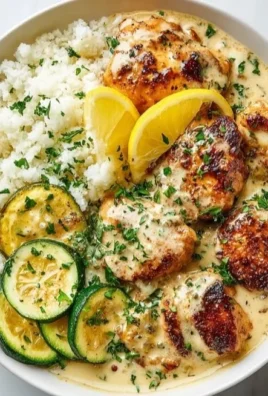 Creamy lemon butter chicken served with fresh herbs and lemon slices
