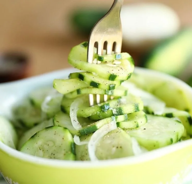 Refreshing Cucumber and Onion Salad served in a bowl