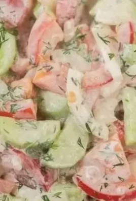 Fresh Cucumber Tomato Salad garnished with herbs in a bowl