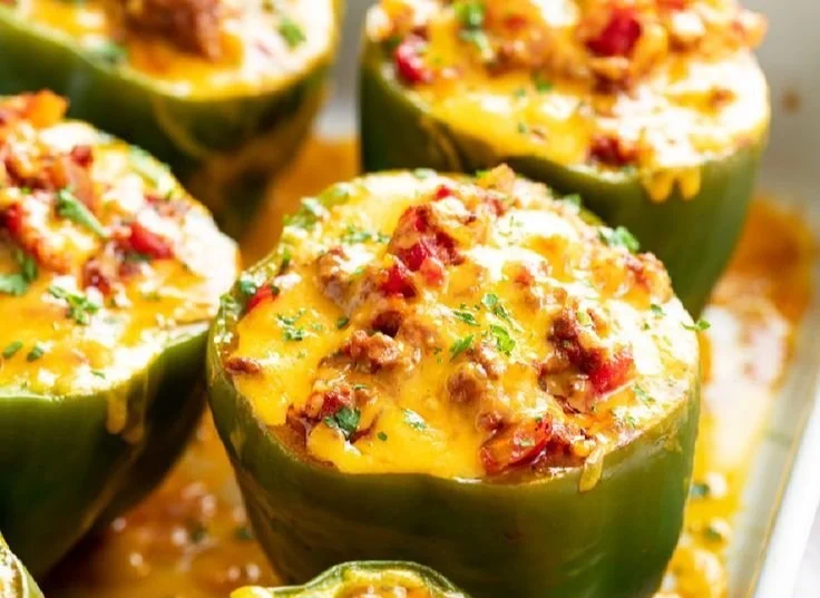 Deliciously easy stuffed bell peppers filled with vegetables and rice