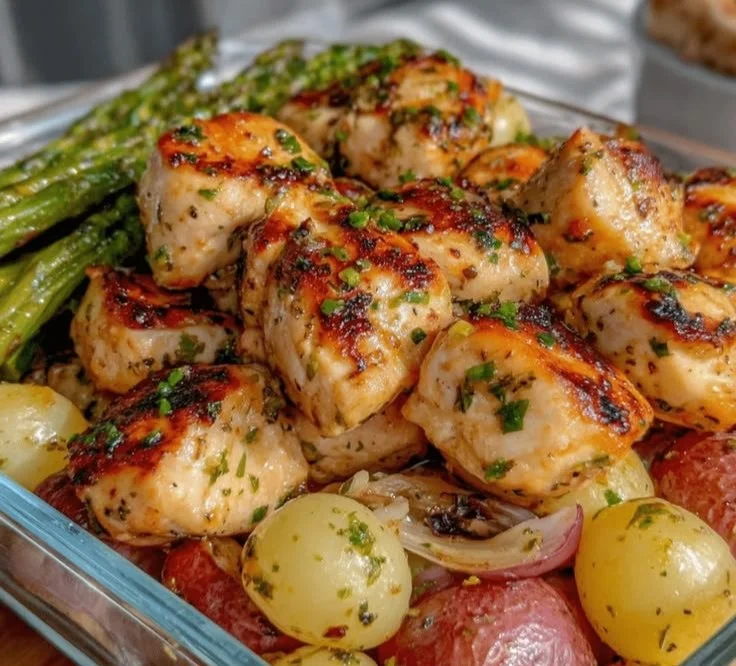 Garlic Herb Chicken Meal Prep in a meal container ready for the week