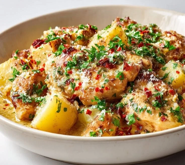 Garlic Parmesan Crockpot Chicken and Potatoes